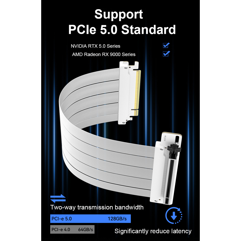 Pcie 5.0 Gpu Riser Cable - สายต่อขยายการ์ดจอแนวตั้ง PCI‑E 5.0 X16 GPU Riser